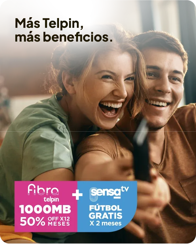 Más Telpin, más beneficios — Fibra Telpin 1000MB con 50% OFF y Sensa TV Fútbol gratis por 2 meses