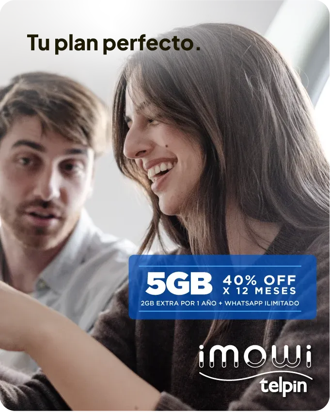 Tu plan perfecto — imowi 5GB con 40% OFF por 12 meses