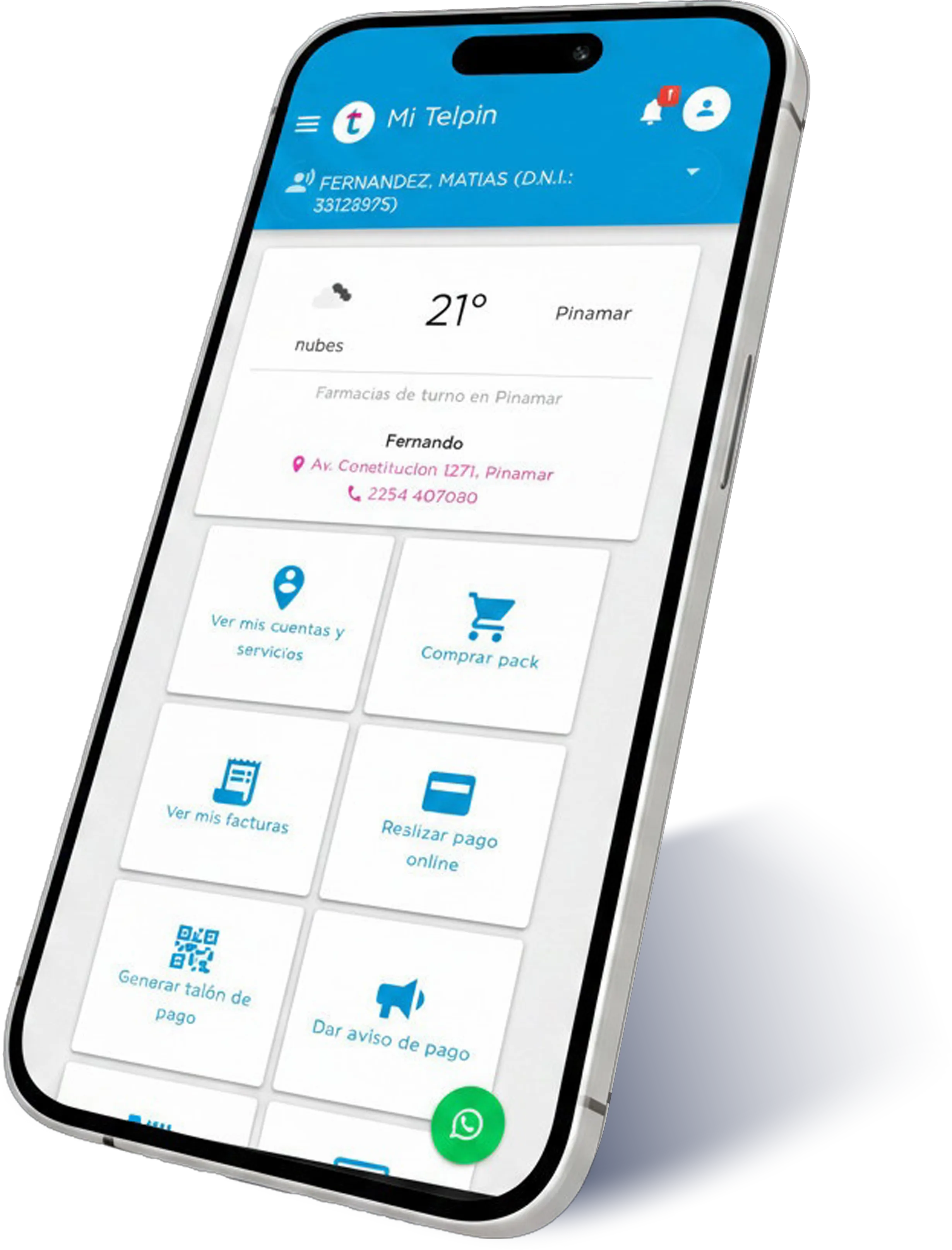 App de Telpin en pantalla móvil